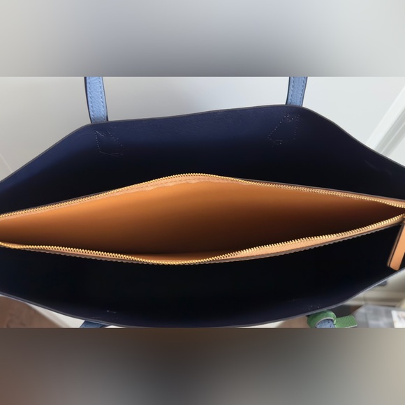 Tory Burch Perry Pebbled Leather Triple Compartment Tote Bluewood. New, No Tags. - Picture 5 of 10